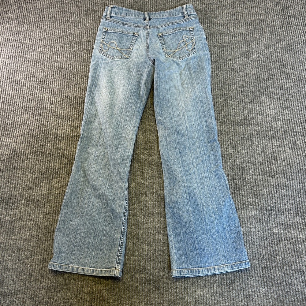 Route 66 Original Womens Bootcut Jeans Blue Medium Wash Embroidered Hearts 10 - Picture 2 of 8